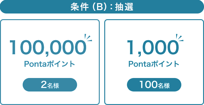 100,000 Pontaポイント 2名様、100Pontaポイント 100名様